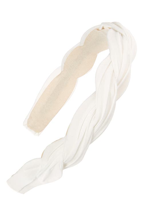 Braided Pleated Headband in White