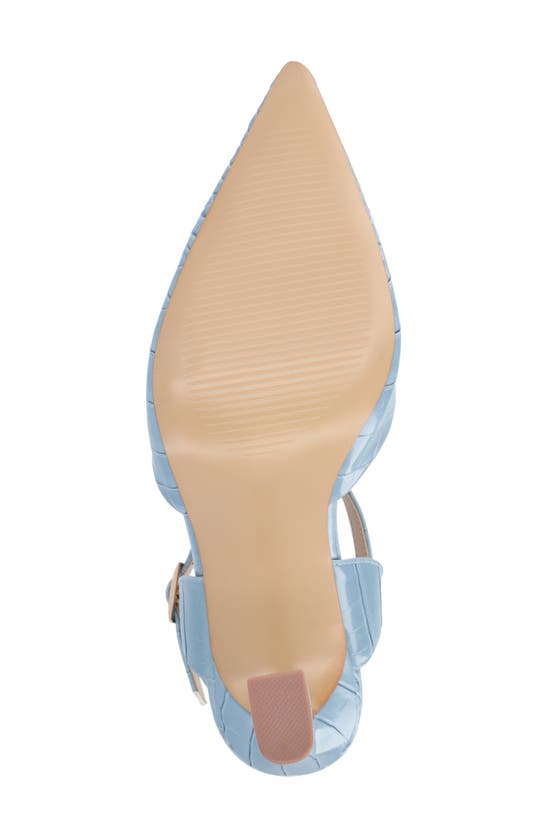 Shop Journee Collection Nixey Croc Embossed Pump In Blue