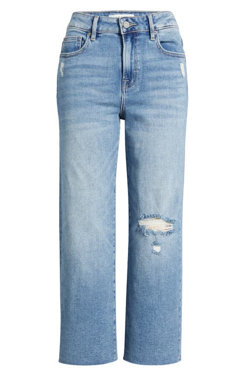 Hidden Jeans Distressed High Waist Raw Hem Crop Wide Leg Jeans In Light Wash