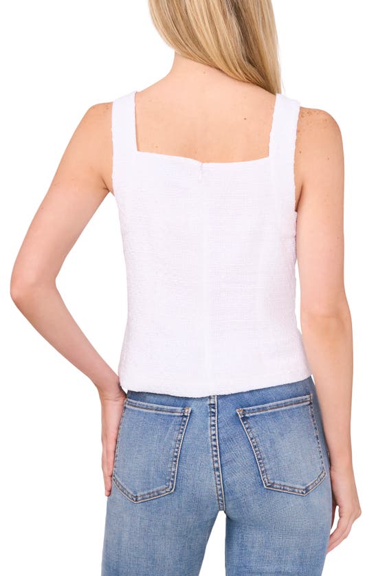 Cece Tweed Square Neck Top In Ultra White