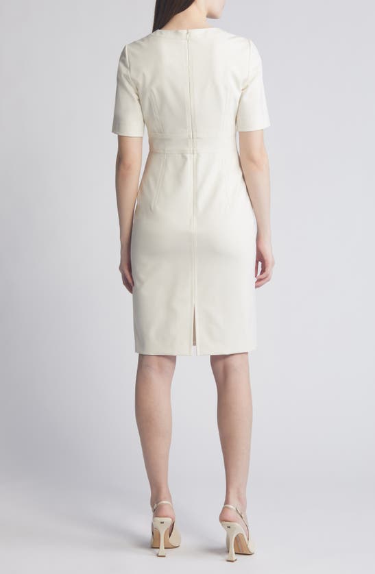 Shop Hugo Boss Boss Dirula Sheath Dress In Soft Cream