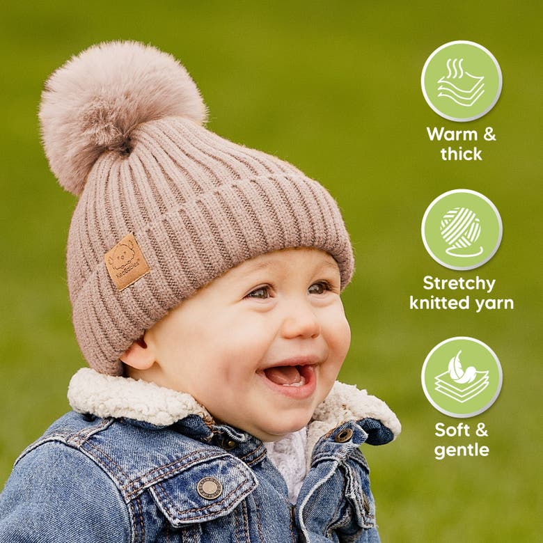 Keababies 2-pack Pom Knitted Beanie In Fawn