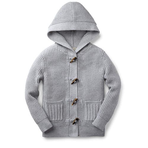 Shop Hope & Henry Boys' Waffle Stitch Hooded Sweater, Kids In Grey Waffle Hooded