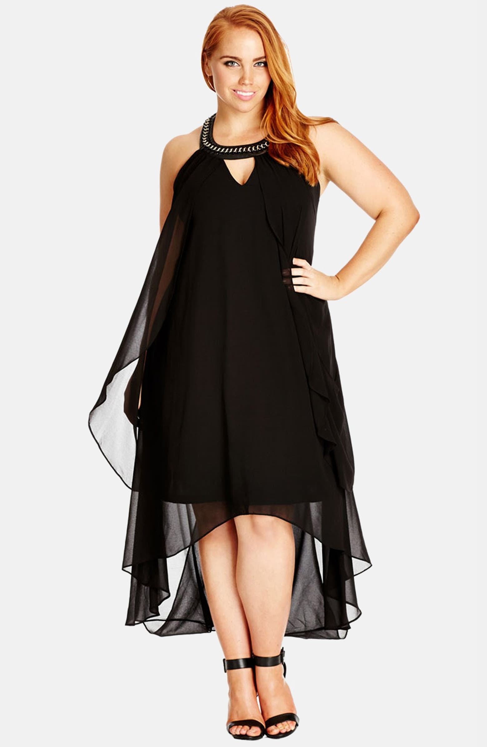 City Chic Drape Overlay A-Line Dress (Plus Size) | Nordstrom