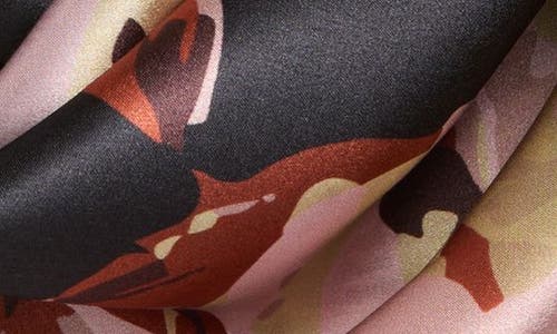 Shop Nordstrom Print Square Silk Scarf In Black- Pink Payton Peony