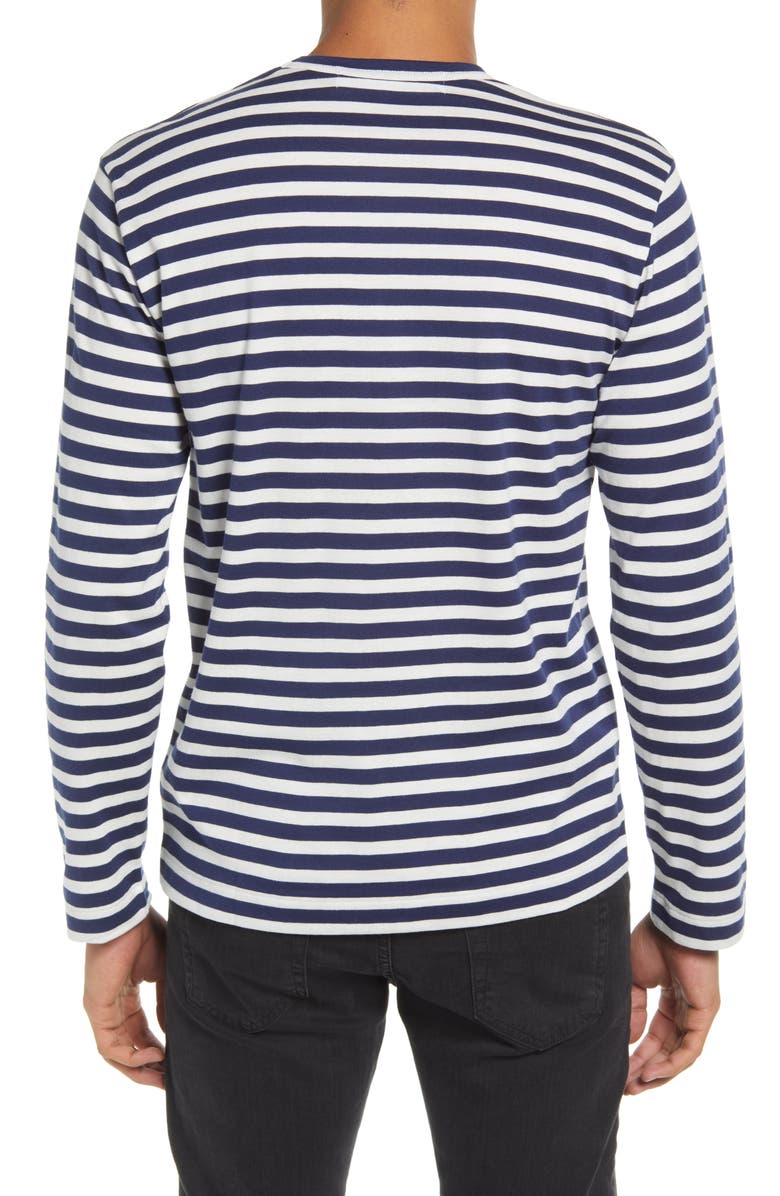 Comme des Garçons PLAY Twin Appliqué Stripe T-Shirt, Alternate, color, 