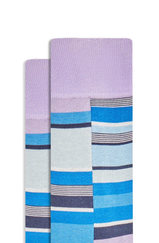 Shop Bugatchi Geo Pattern Cotton Blend Dress Socks In Lilac