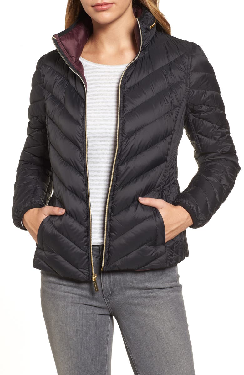 MICHAEL Michael Kors Chevron Quilted Packable Down Puffer Jacket with ...