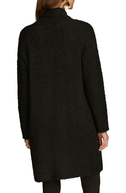 Shop Donna Karan Bouclé Wool Blend Longline Open Front Cardigan In Black