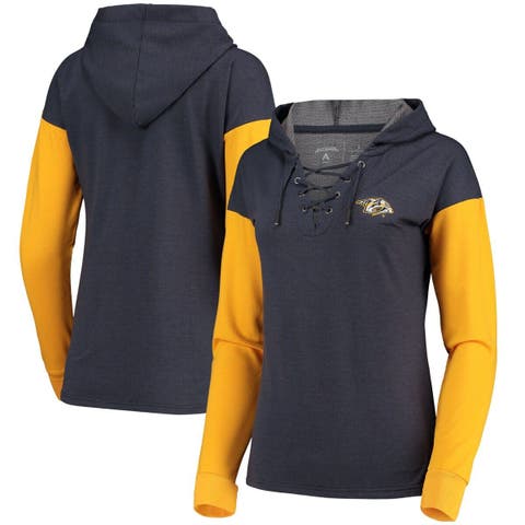 Pittsburgh Steelers Antigua Women's Warm-Up Tri-Blend Hoodie Long Sleeve  V-Neck T-Shirt- Heathered Gray