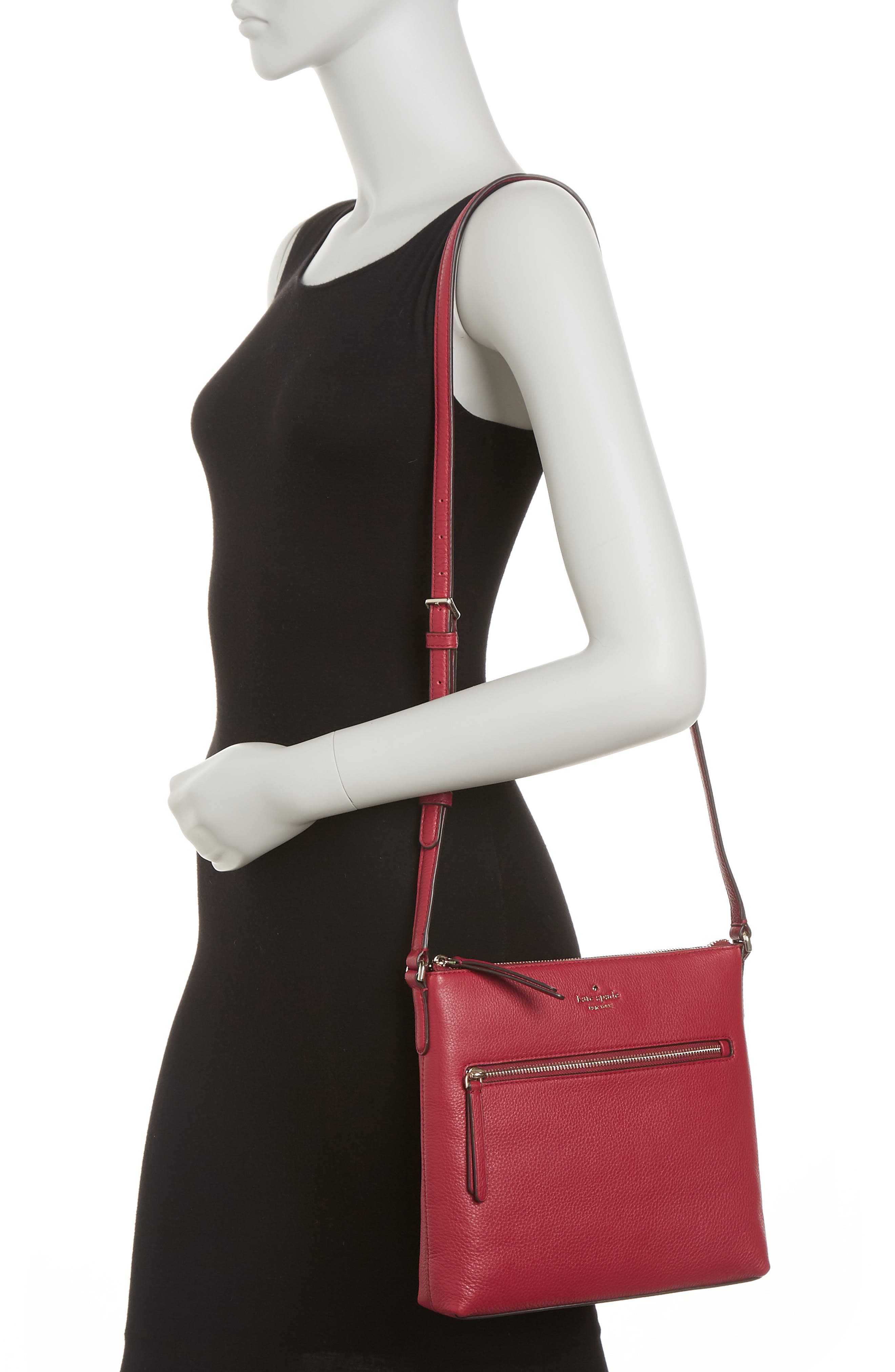 Kate Spade Jackson Top Zip Leather Crossbody Bag In Cranberry Cocktail