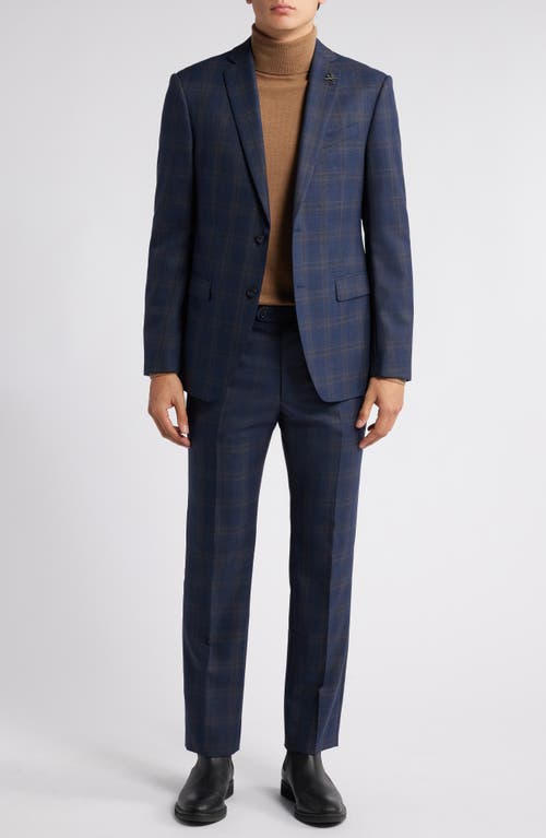 John Varvatos Plaid Wool Blend Suit in Blue 