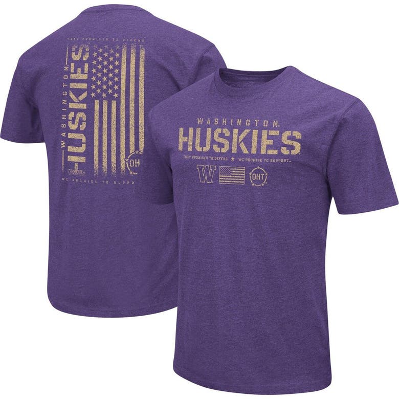 Colosseum Purple Washington Huskies Oht Military Appreciation Flag 2.0 T-shirt In Heather Purple