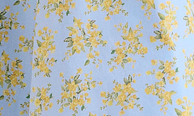 House Of Cb Cora Gathered Lace-up Skirt In Print Light Blue