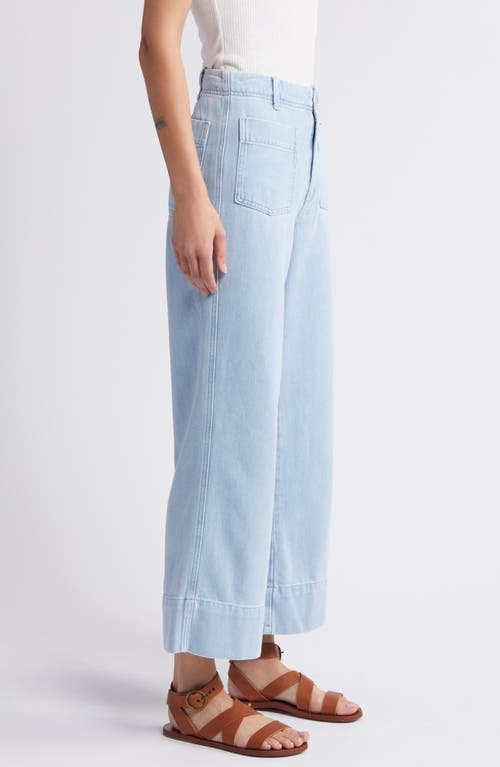 Shop Treasure & Bond Patch Pocket Twill Ankle Wide Leg Pants In Light Wash