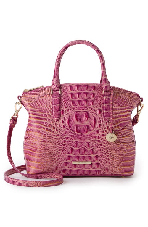 Shop Brahmin Duxbury Croc Embossed Leather Satchel In Rouge Blush