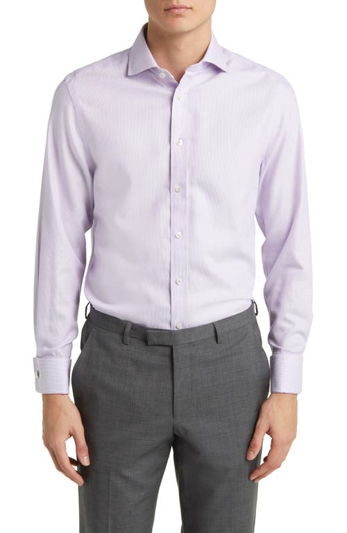 Clifton Slim Fit Non-Iron Cotton Twill Dress Shirt in Lilac Purple