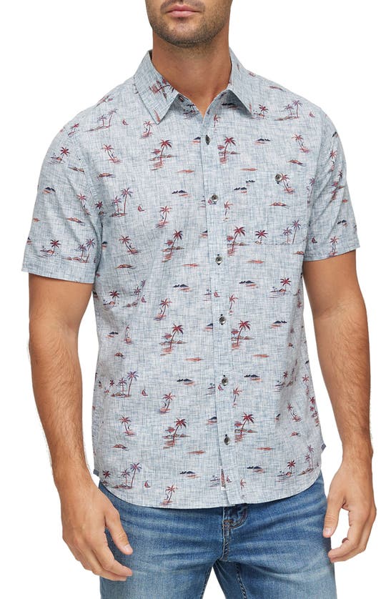 Flag And Anthem Leesburg Island Print Short Sleeve Button-up Shirt In Charcoal