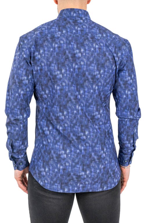 Maceoo Einstein Stretch Pixelated Button-up Shirt In Purple