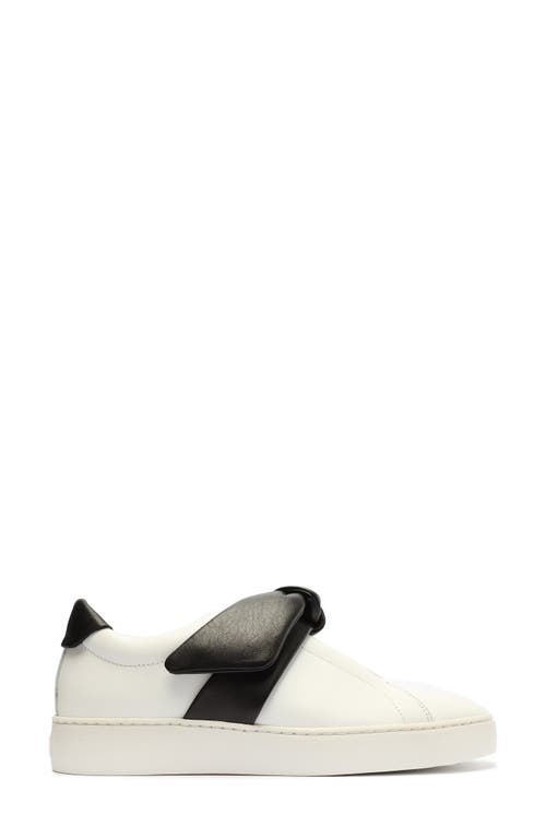 Alexandre Birman Asymmetric Clarita Leather Slip-on Sneakers In White/black