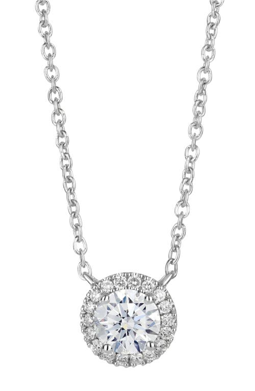 1-Carat Lab Grown Diamond Halo Pendant Necklace in White/14K White Gold