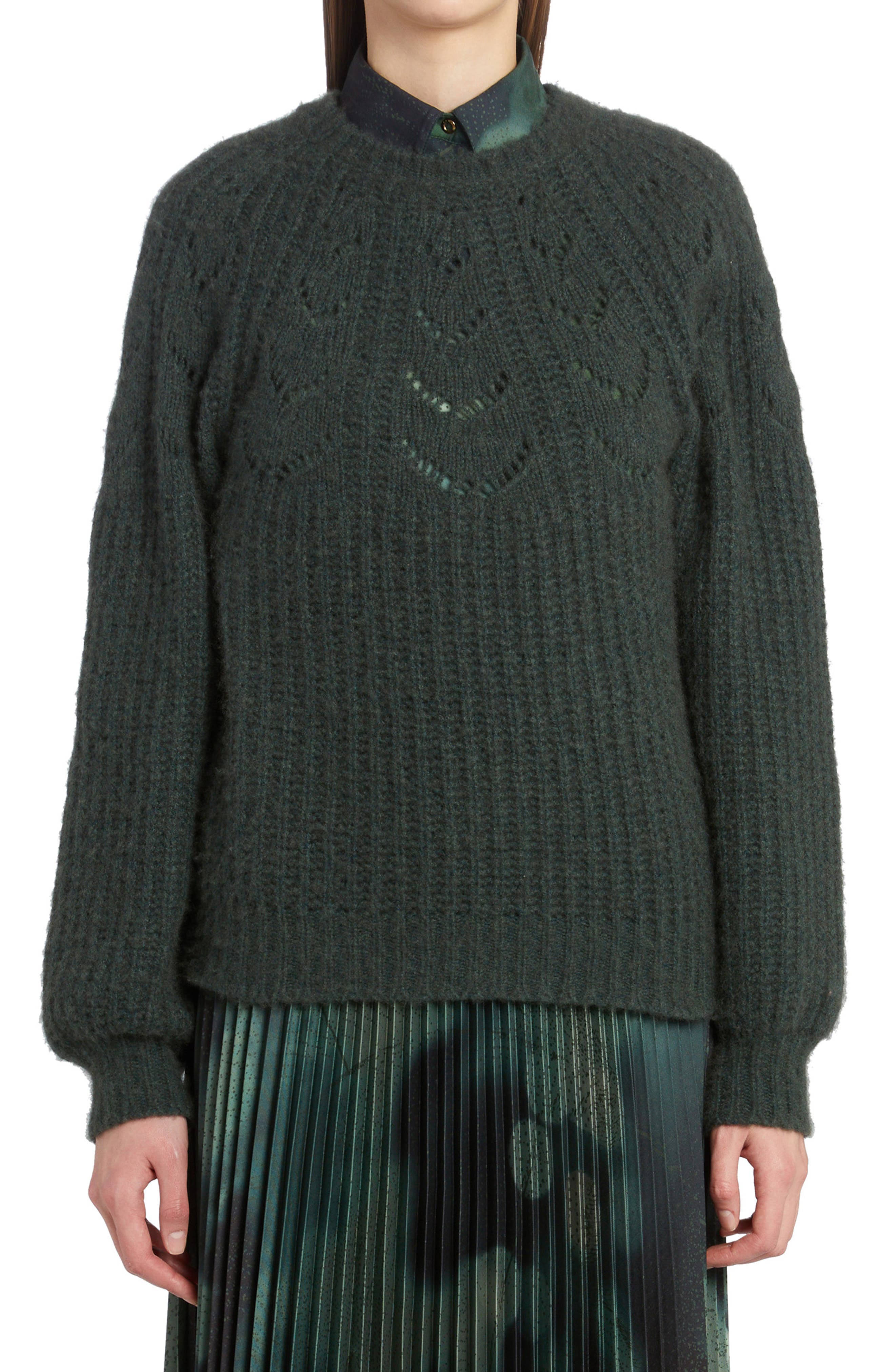 Agnona Pointelle Yoke Cashmere \u0026 Silk 