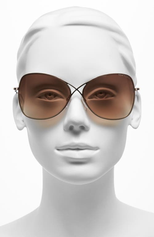 Shop Tom Ford Colette 63mm Oversized Sunglasses In Shiny Rose Gold/dark Brown