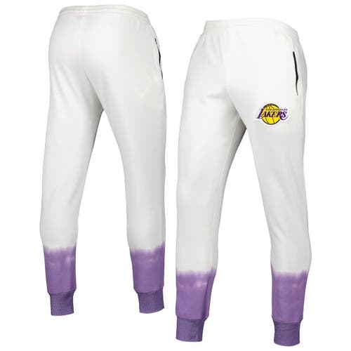 Men's FISLL Oatmeal Los Angeles Lakers Double Dribble Tie-Dye Fleece Jogger Pants