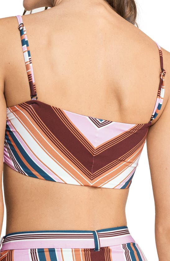 Shop Maaji Tiffany Bayadere Stripes Bandeau Bikini Top In Burgundy Multi