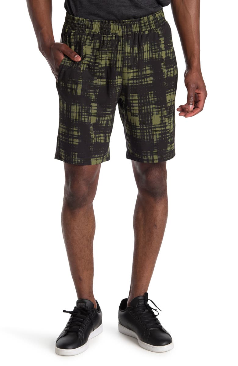 Z BY ZELLA Traverse 9" Woven Printed Shorts, Main, color, GREEN CYPRESS PLAID