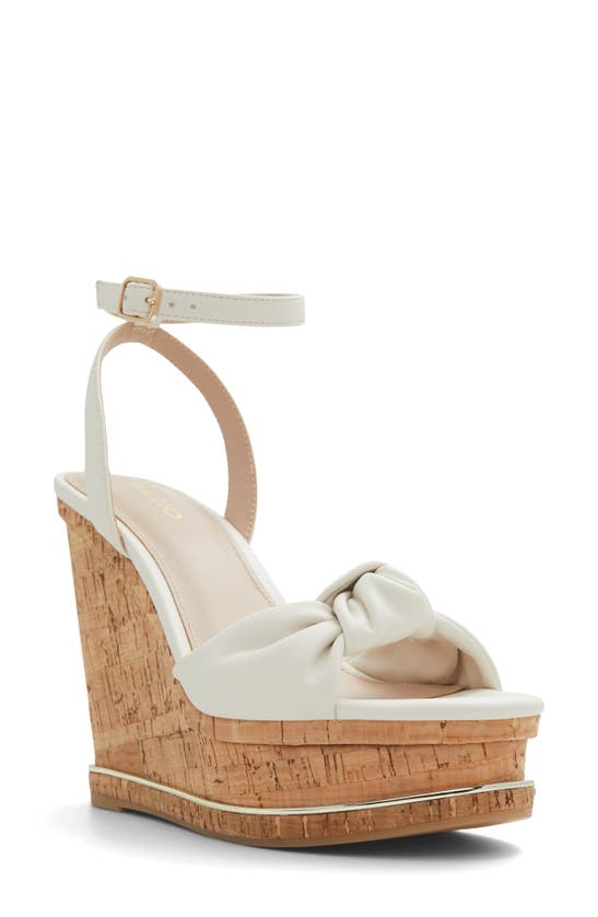Aldo Women's Barykin Knotted Platform Wedge Sandals Women's Shoes In White