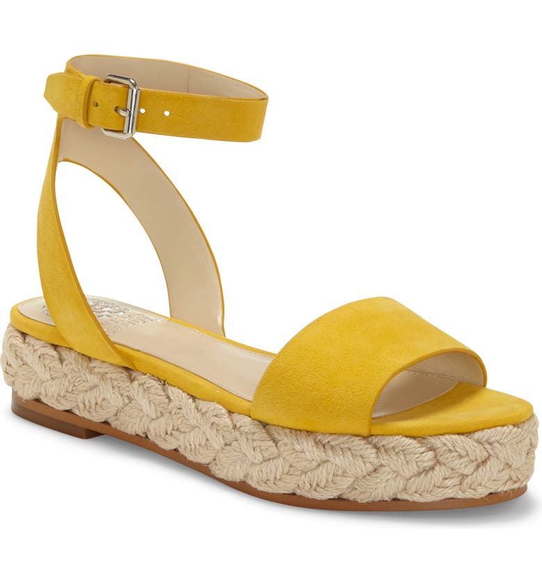 VINCE CAMUTO Defina Ankle Strap Platform Sandal, Main, color, GOLDEN MUSTARD SUEDE