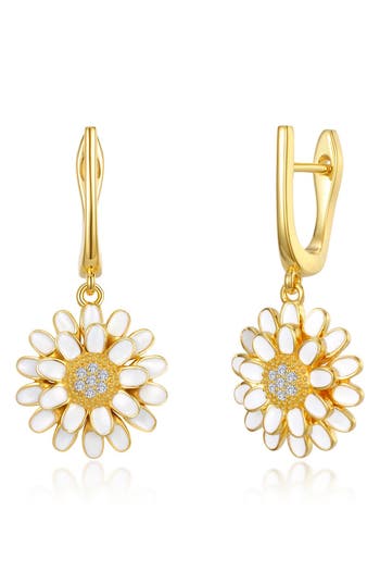 Lafonn Daisy Drop Simulated Diamond Earrings In Gold/white