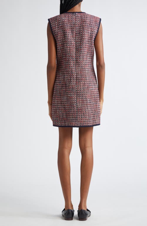 Veronica Beard Ravenna Sleeveless Metallic Cotton Tweed Minidress In Red Blaze/navy Multi