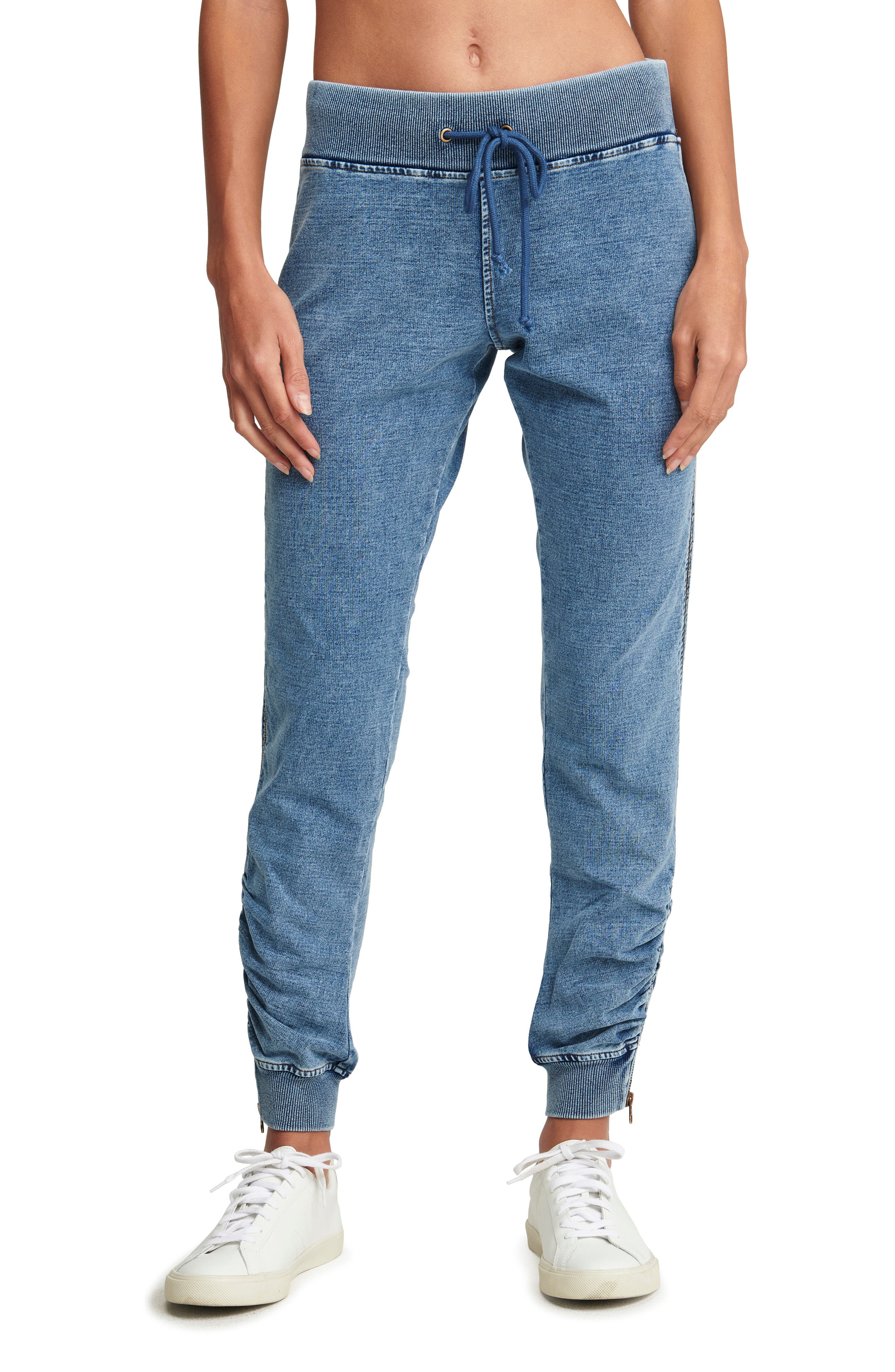 tapered denim joggers