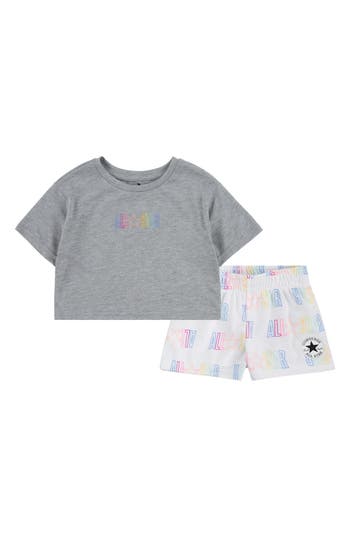 Converse Kids' Graphic T-shirt & Pull-on Shorts In Gray