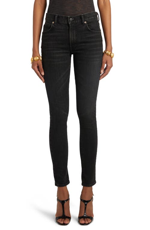 TOM FORD Distressed Stretch Denim Skinny Jeans Black at Nordstrom,