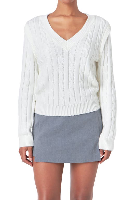 Shop Endless Rose Cable Knit Sweater In Ivory