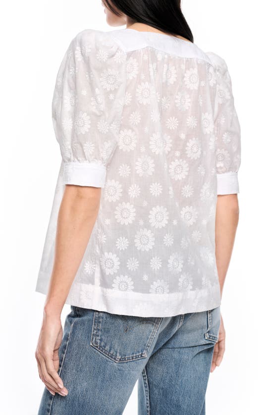Shop Smythe Floral Embroidery Cotton Voile Top In White Embroidery