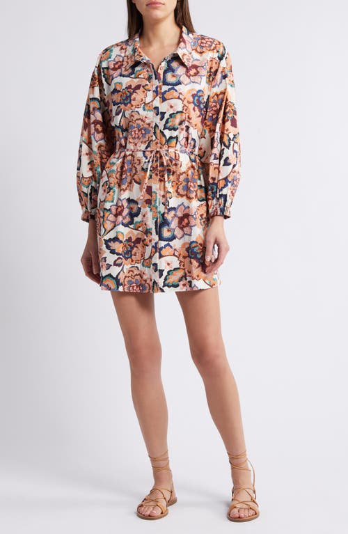 CLEOBELLA CLEOBELLA ELISHA FLORAL LONG SLEEVE ORGANIC COTTON POPLIN SHIRTDRESS 