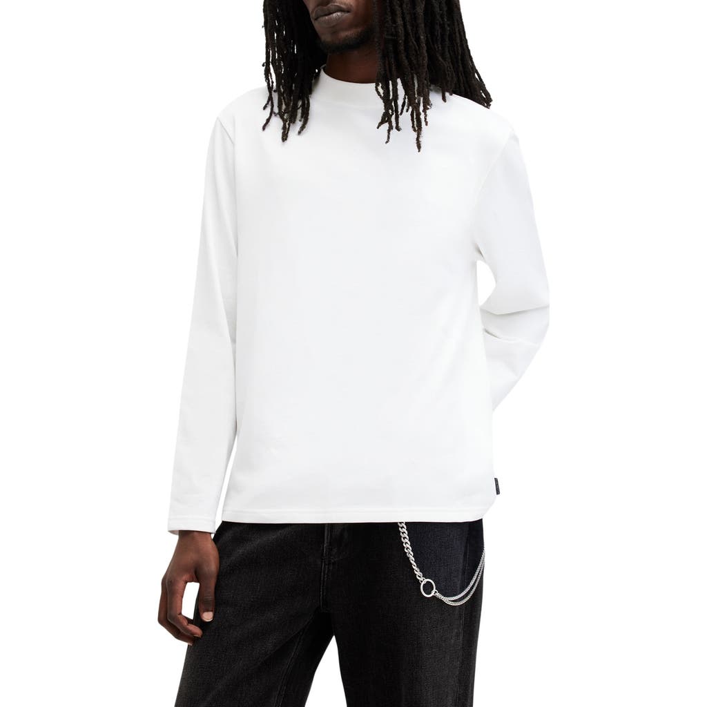 Allsaints Nero Mock Neck Relaxed Fit Sweatshirt In Chalk White