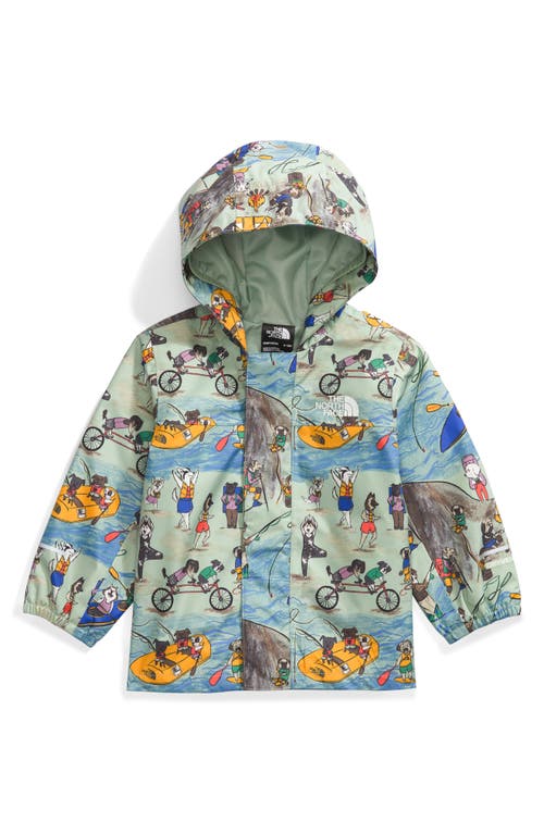 The North Face Antora Waterproof Recycled Polyester Rain Jacket Misty Sage Tnf Design Dogs at Nordstrom,