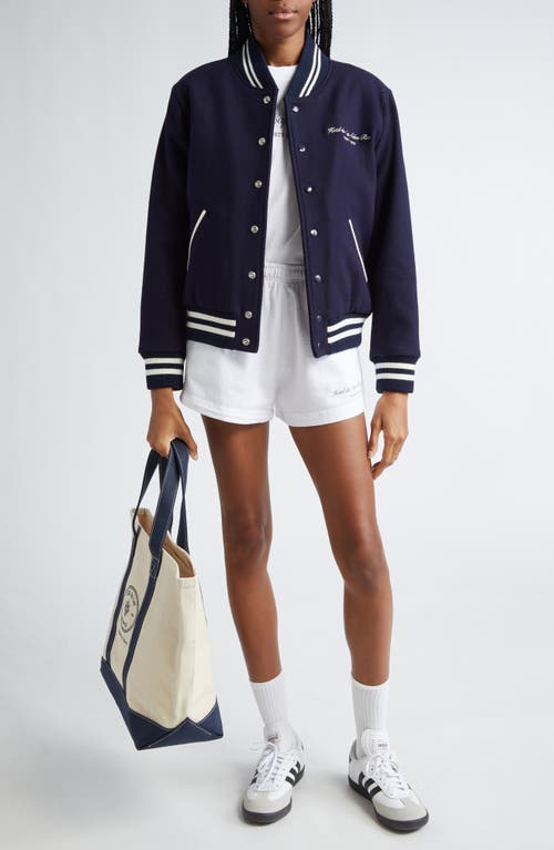 Shop Sporty And Rich Sporty & Rich Eden Crest Wool Varsity Jacket In Navy