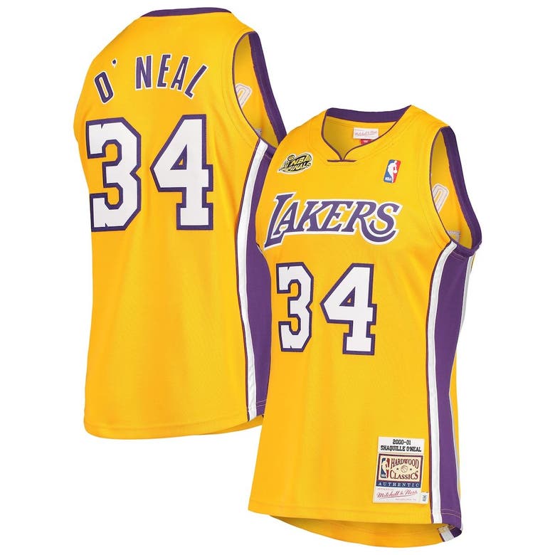Mitchell & Ness Shaquille O'neal Gold Los Angeles Lakers 2000 Nba ...