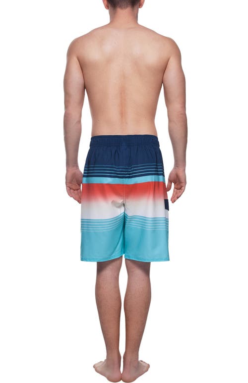 Rokka&rolla Quick-dry Swim Trunks With Elastic Waist In Blue Stripes