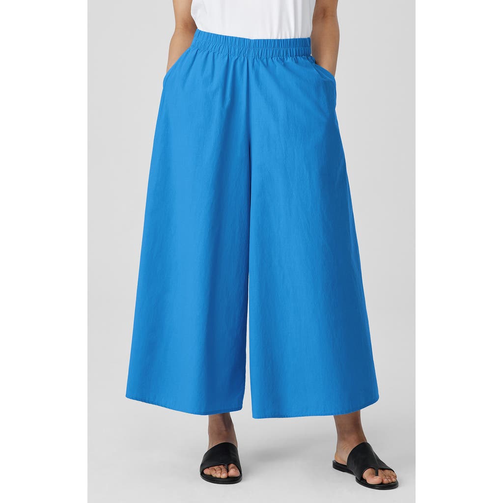Eileen Fisher Cropped Wide Leg Organic Cotton Pants In Calypso