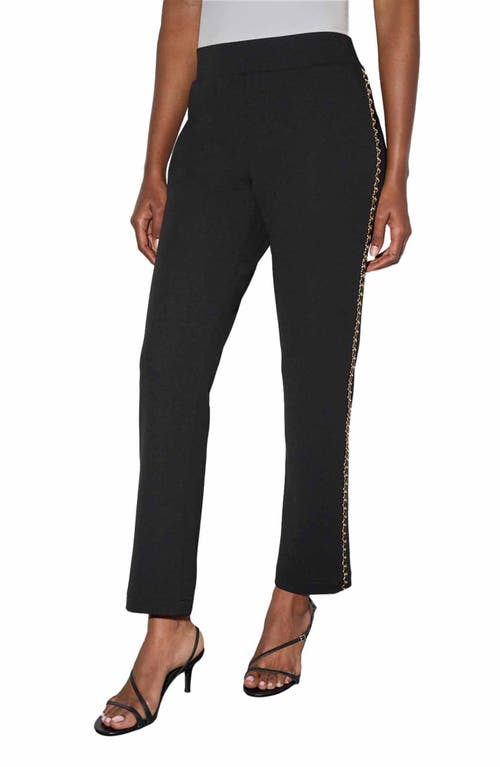 Shop Ming Wang Chain Detail Deco Crepe Tuxedo Pants In Black