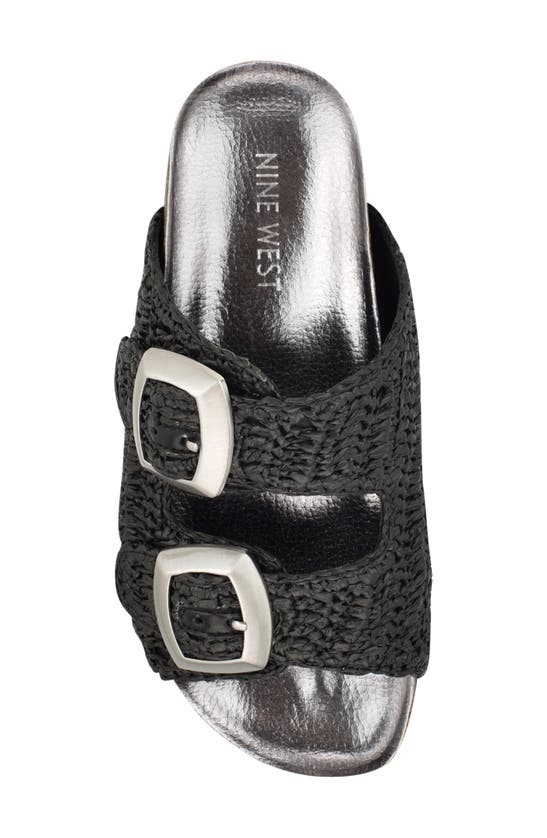 Nine West Tenly Raffia Slide Sandal In Black