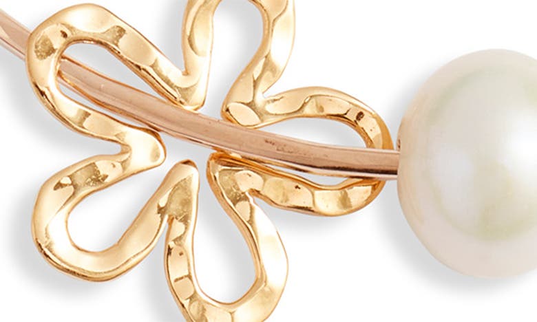 Shop Ki-ele Melia Freshwater Pearl & Flower Charm Bangle In Gold