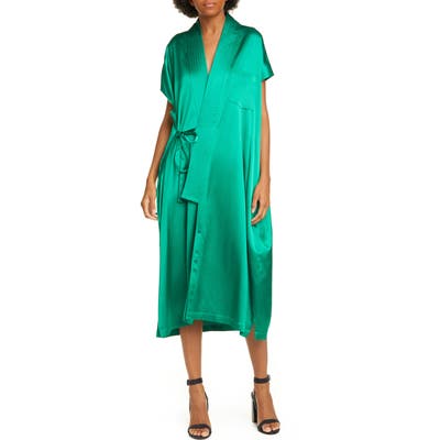 Balenciaga Judo Satin Wrap Midi Dress, US / 40 FR - Green